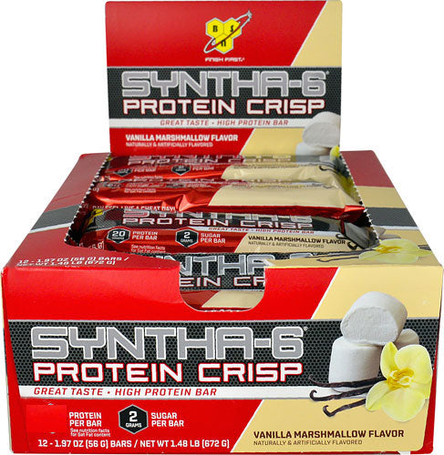 BSN Syntha-6© Protein Crisp Bar Vanilla Marshmallow 12 Bars